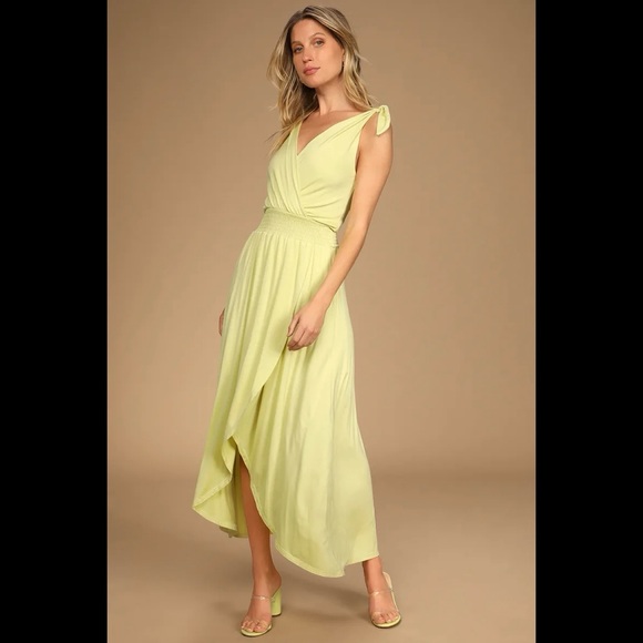 NWT LULUS Sweet and Serene Pale Green Tie-Strap High-Low Dress - Picture 8 of 10